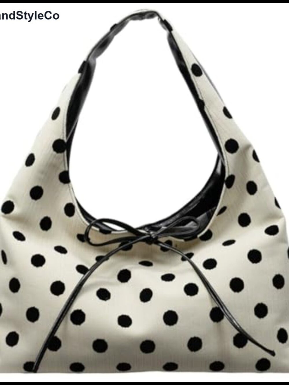 Polka Dot Corduroy Shoulder Bag Women Bow Tote Handbag Large Capacity Underarm